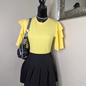 Topia Yellow ruffle sleeve bodysuit  medium